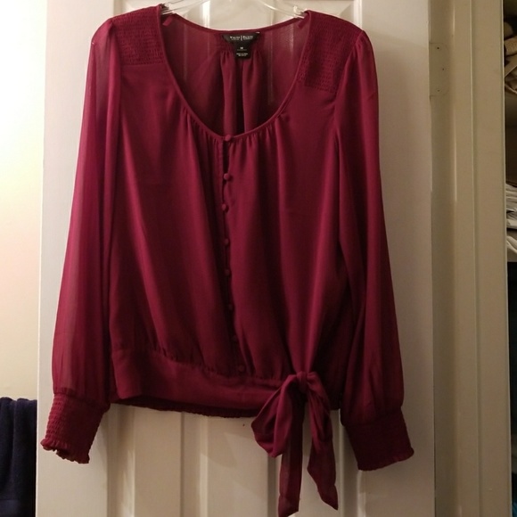 White House Black Market Tops - Maroon WHBM sheer top
